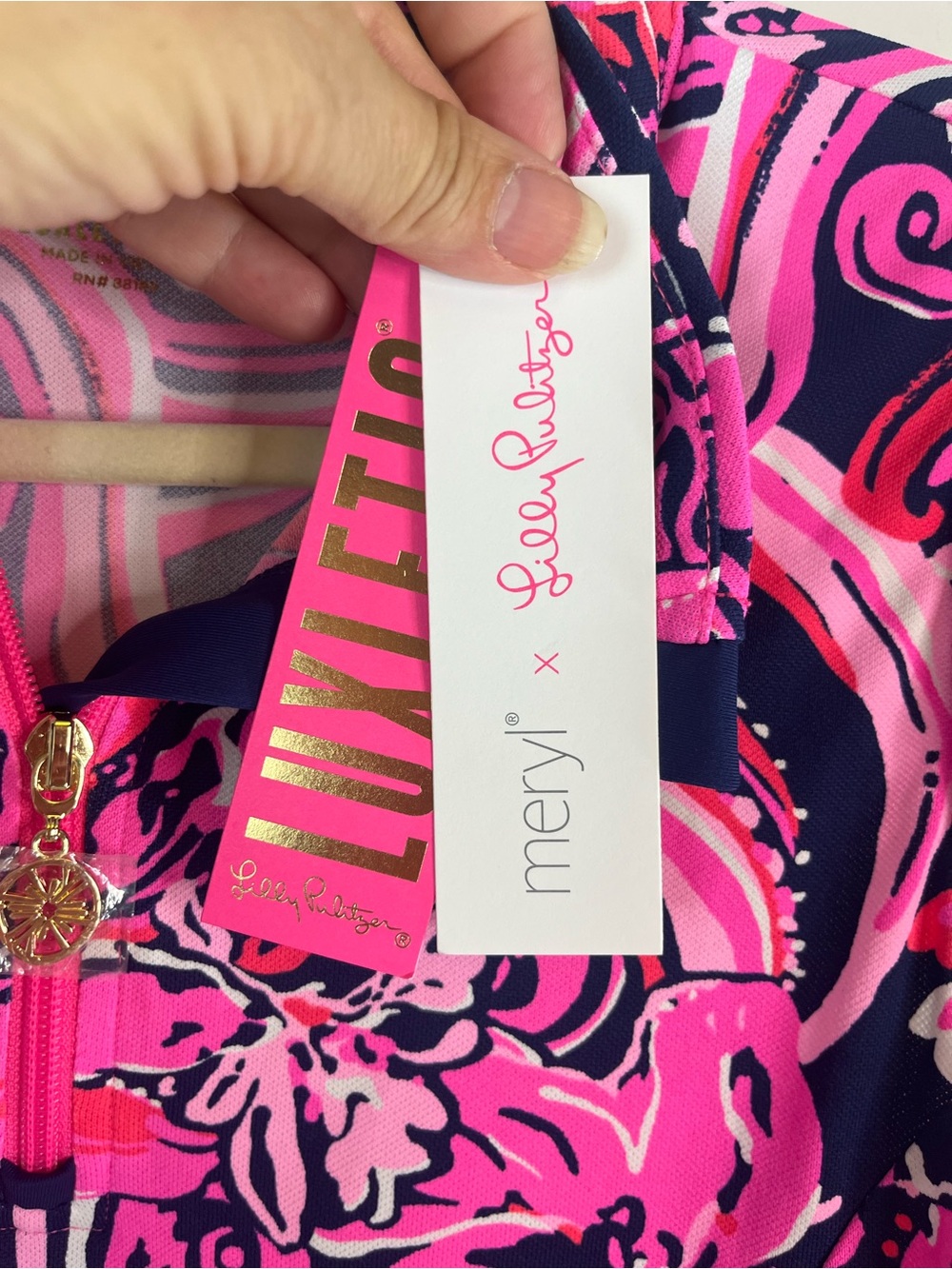 Lilly Pulitzer Larissa Ruffle Golf Tennis Athletic Top XL NWT UPF Pink Floral - Picture 5 of 9